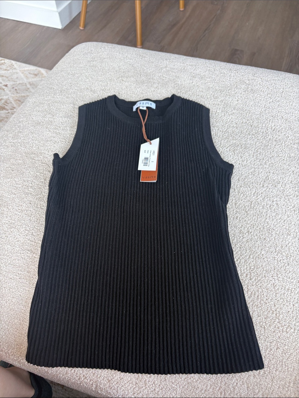Vaara Black Ribbed Sleeveless Tank Top